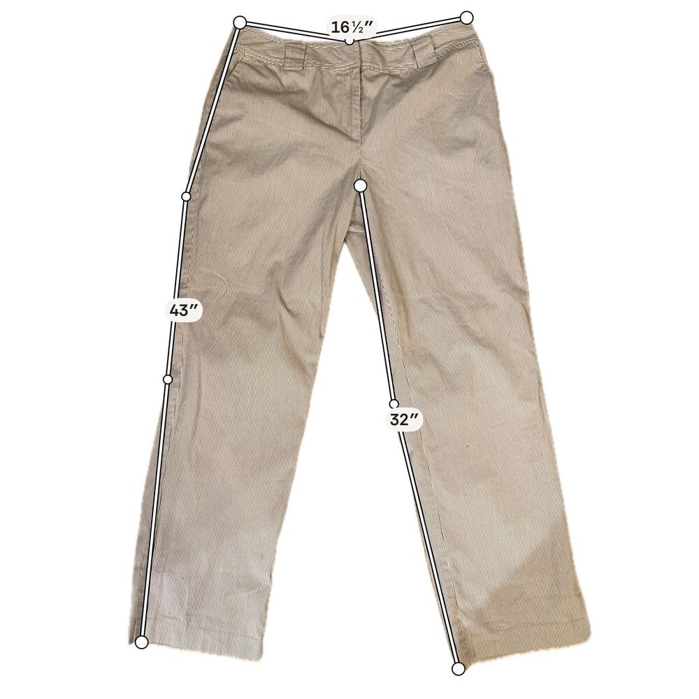 Talbots Stretch Chino Pants Sz 14 Beige Striped Straight Leg Twill Workwear Prep